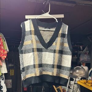 Plaid V-Neck Sweater Vest